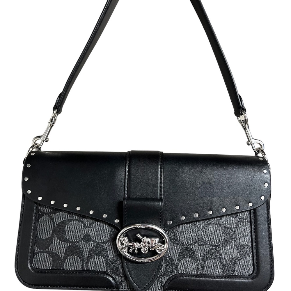Coach Georgie 5605 Shoulder Bag In Colorblock Signature Canvas With Rivets